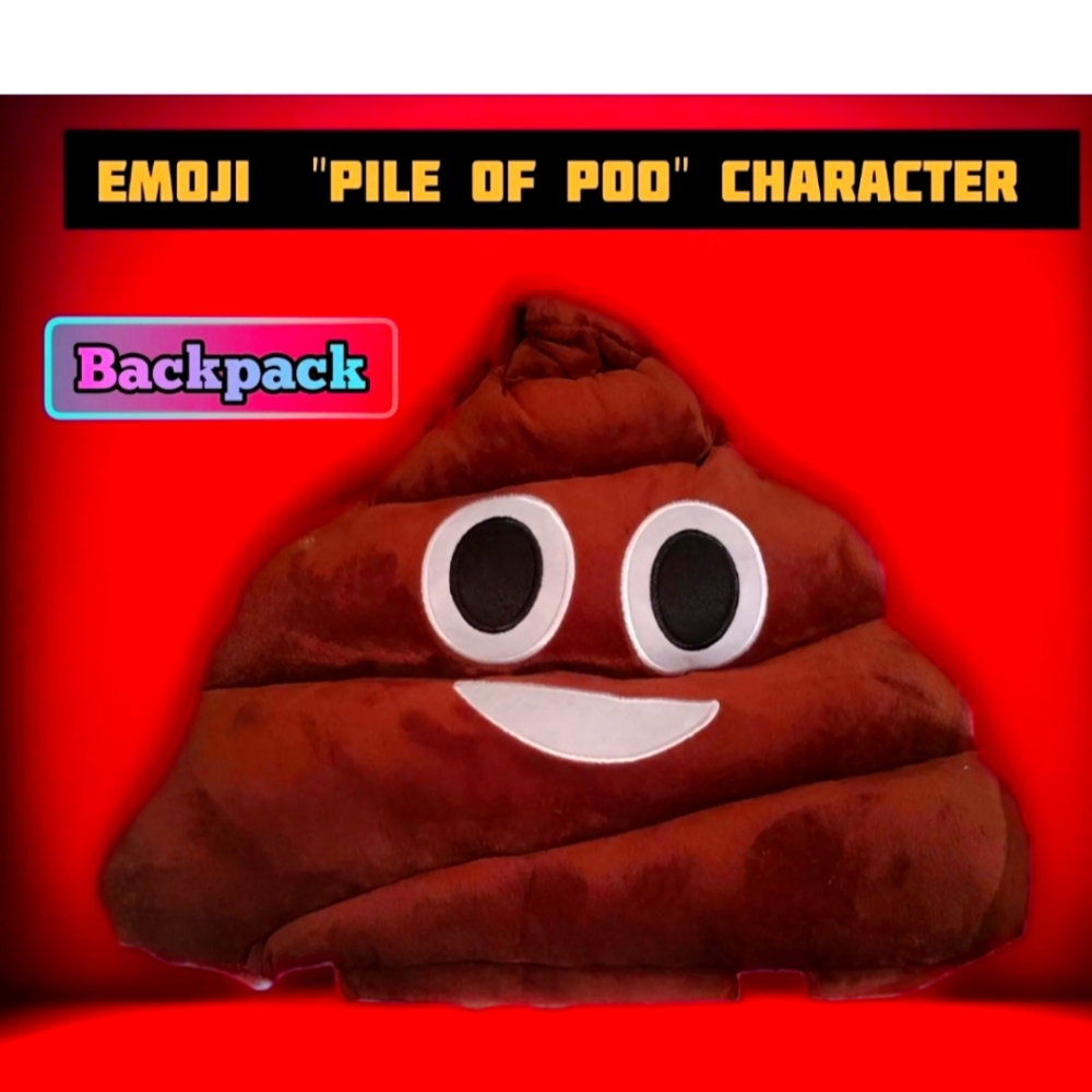 Pile Of Poo Character Zany Emoji 💩 Plushy Backpack 🎒 W/Straps Made To Last!